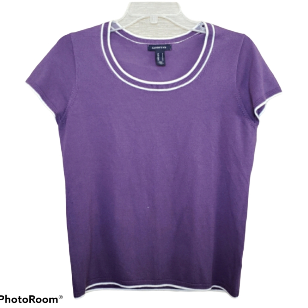 Purple Lands' End Short Sleeve Sweater